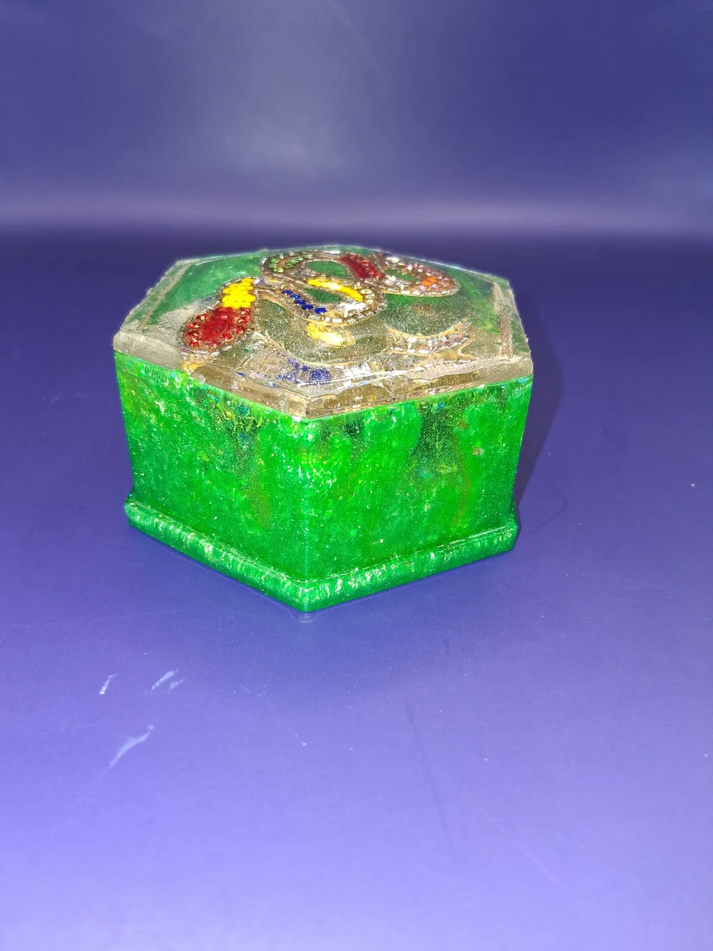 Green Hexagonal Beaded Trinket Box